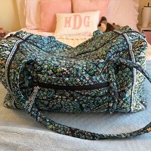Vera Bradley Quilted Floral Travel Duffel - Teal, Black & Green